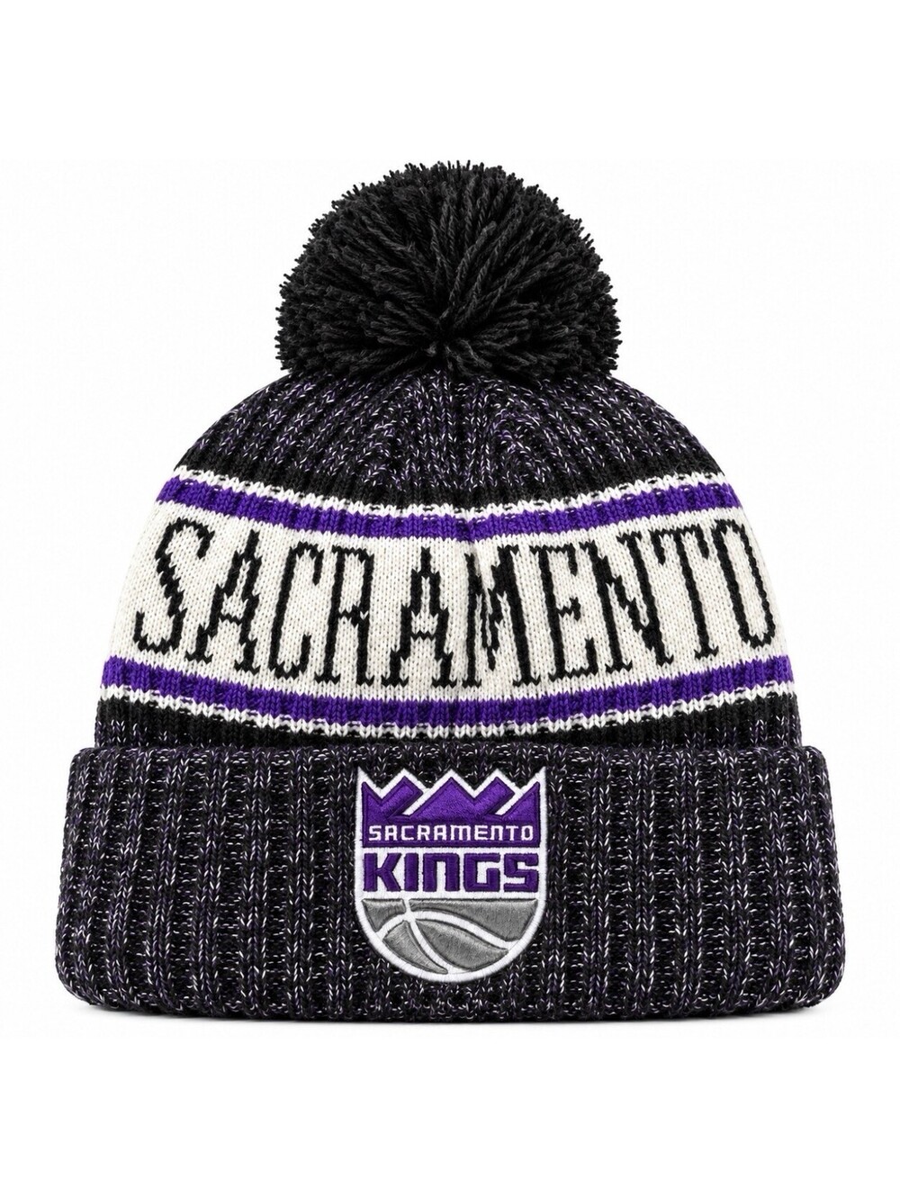 New Era Sacramento Kings NBA Pom Knit Beanie Black Purple One Size New Tags NWT